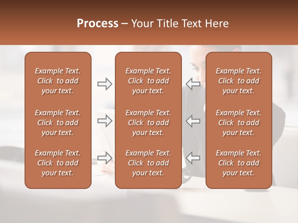 A Woman Sitting At A Table Using A Laptop Computer PowerPoint Template