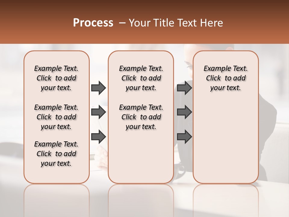 A Woman Sitting At A Table Using A Laptop Computer PowerPoint Template