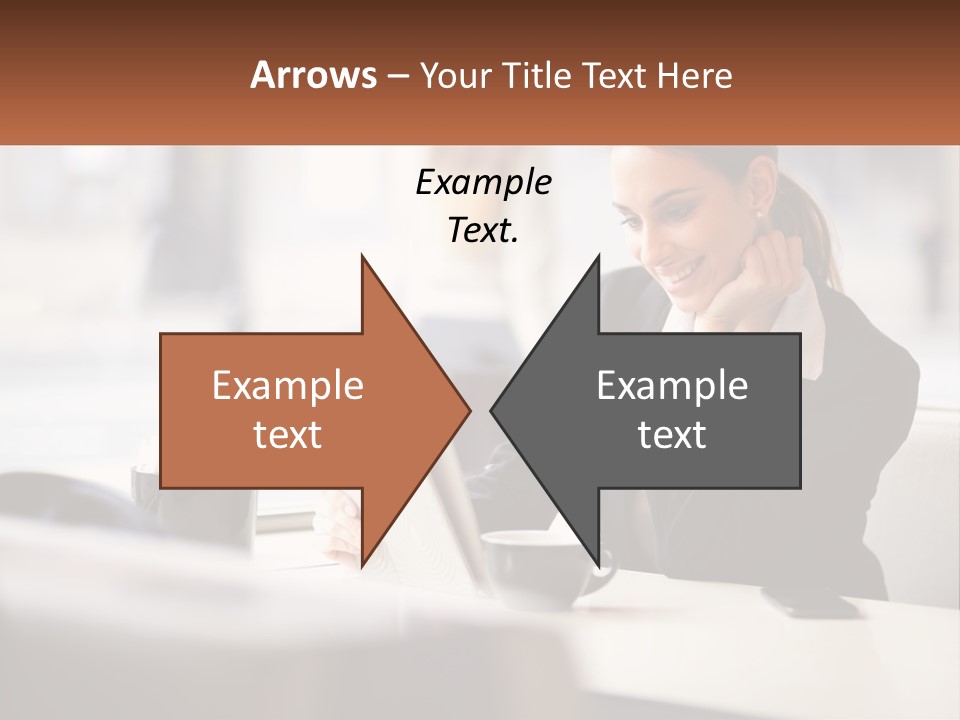 A Woman Sitting At A Table Using A Laptop Computer PowerPoint Template