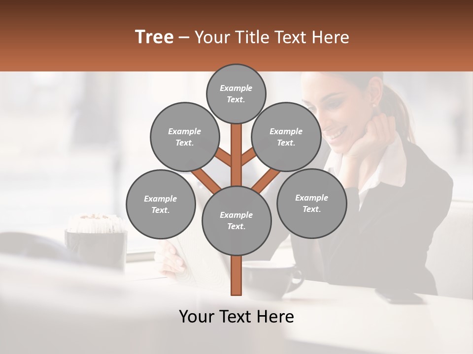 A Woman Sitting At A Table Using A Laptop Computer PowerPoint Template