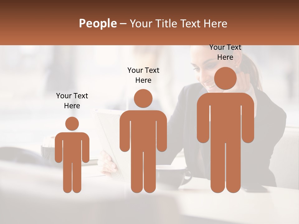 A Woman Sitting At A Table Using A Laptop Computer PowerPoint Template