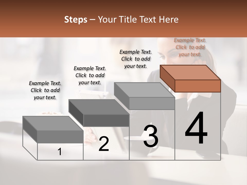 A Woman Sitting At A Table Using A Laptop Computer PowerPoint Template