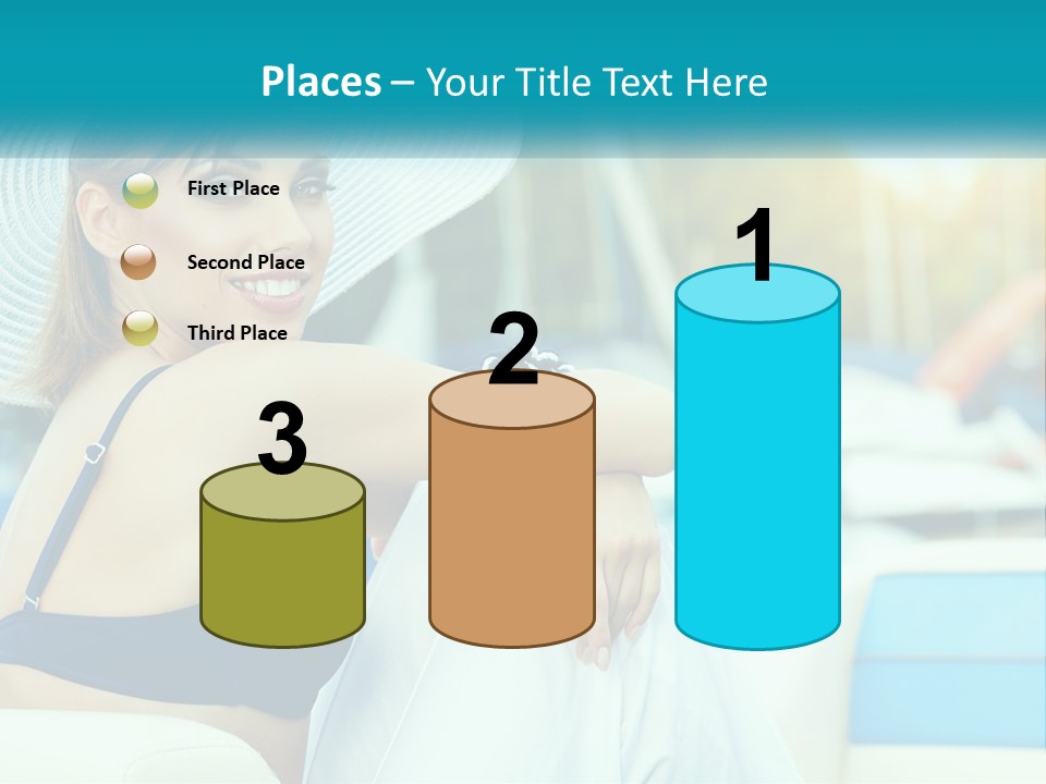 A Woman In A Blue Bikini And A White Hat PowerPoint Template