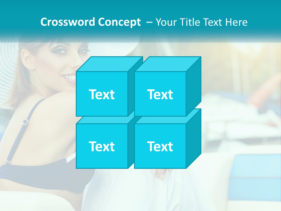 A Woman In A Blue Bikini And A White Hat PowerPoint Template