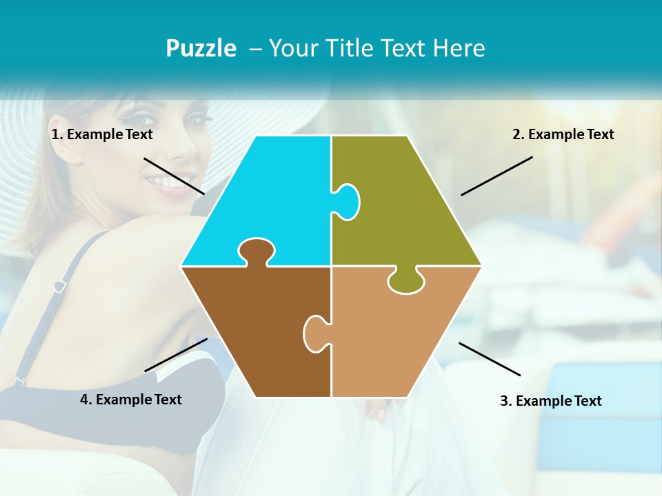 A Woman In A Blue Bikini And A White Hat PowerPoint Template