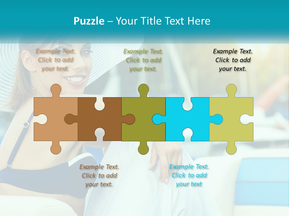 A Woman In A Blue Bikini And A White Hat PowerPoint Template