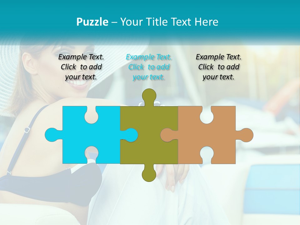 A Woman In A Blue Bikini And A White Hat PowerPoint Template