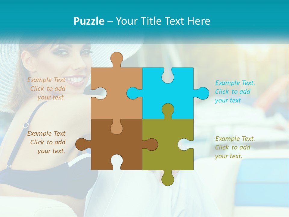 A Woman In A Blue Bikini And A White Hat PowerPoint Template