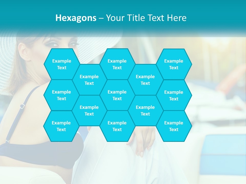 A Woman In A Blue Bikini And A White Hat PowerPoint Template