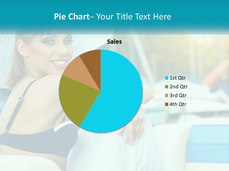 A Woman In A Blue Bikini And A White Hat PowerPoint Template