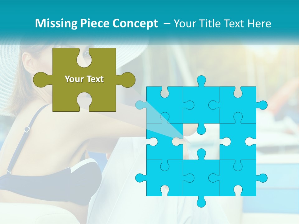 A Woman In A Blue Bikini And A White Hat PowerPoint Template