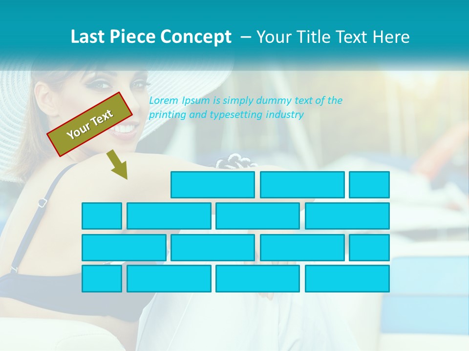 A Woman In A Blue Bikini And A White Hat PowerPoint Template