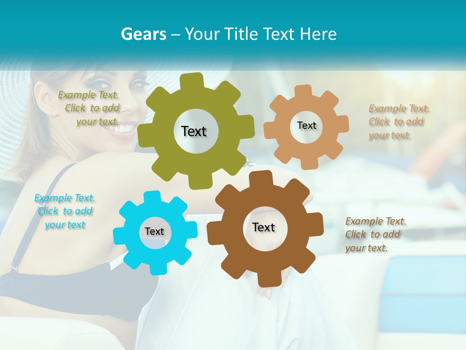 A Woman In A Blue Bikini And A White Hat PowerPoint Template