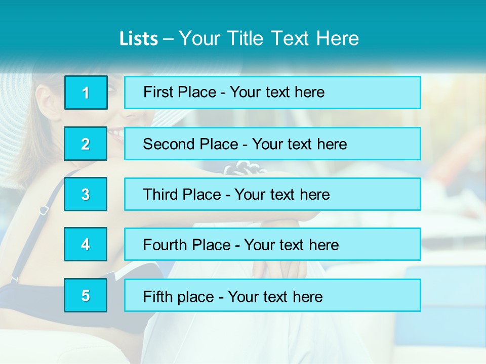 A Woman In A Blue Bikini And A White Hat PowerPoint Template