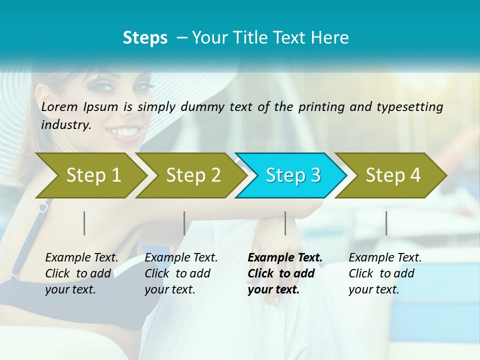 A Woman In A Blue Bikini And A White Hat PowerPoint Template