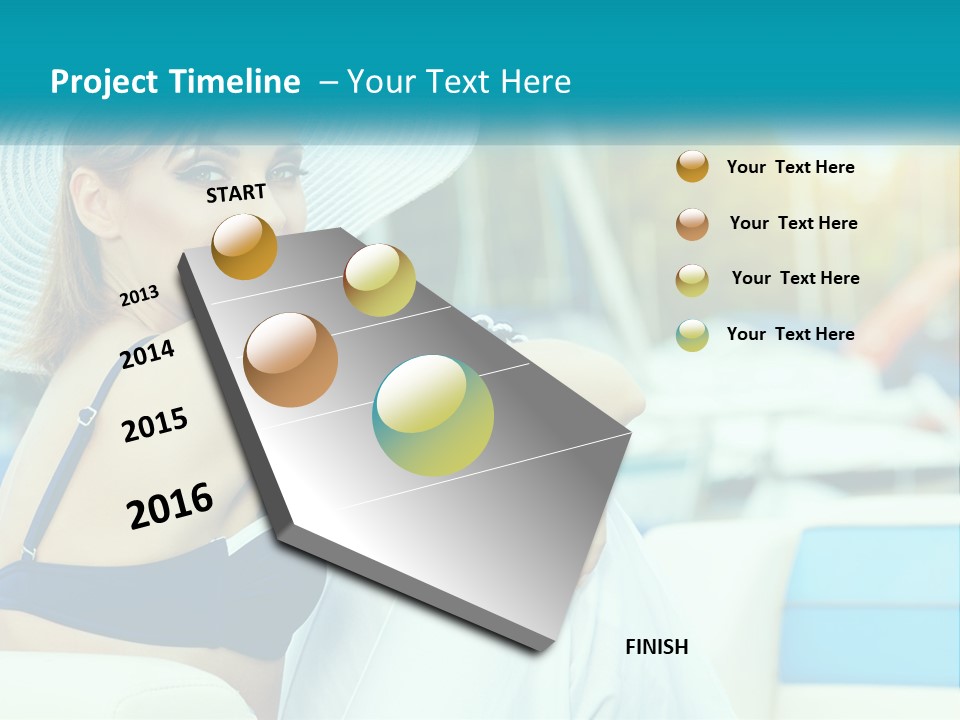 A Woman In A Blue Bikini And A White Hat PowerPoint Template