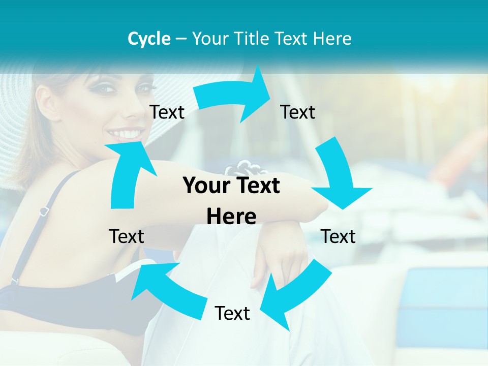 A Woman In A Blue Bikini And A White Hat PowerPoint Template