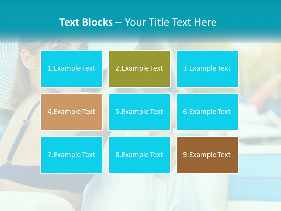 A Woman In A Blue Bikini And A White Hat PowerPoint Template