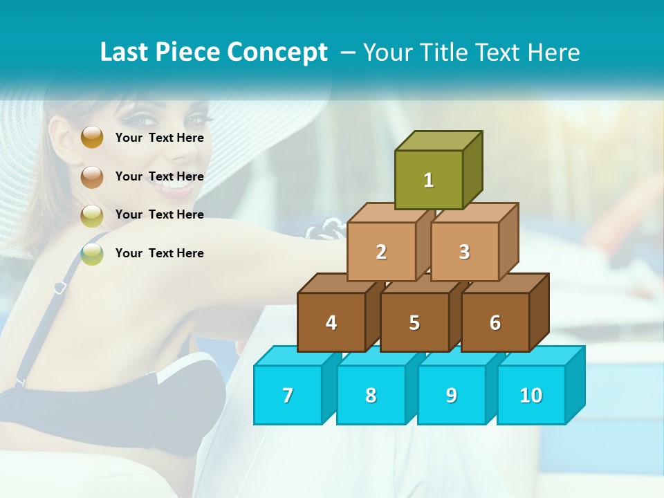 A Woman In A Blue Bikini And A White Hat PowerPoint Template