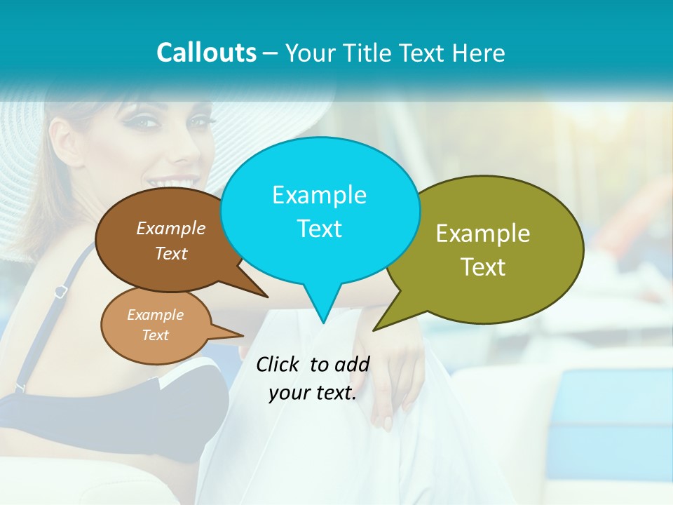 A Woman In A Blue Bikini And A White Hat PowerPoint Template