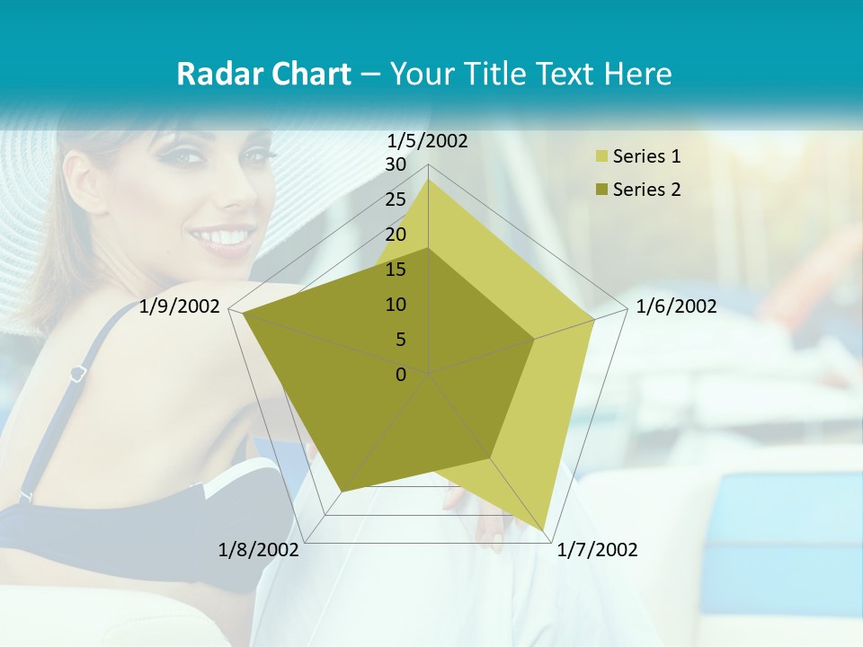 A Woman In A Blue Bikini And A White Hat PowerPoint Template