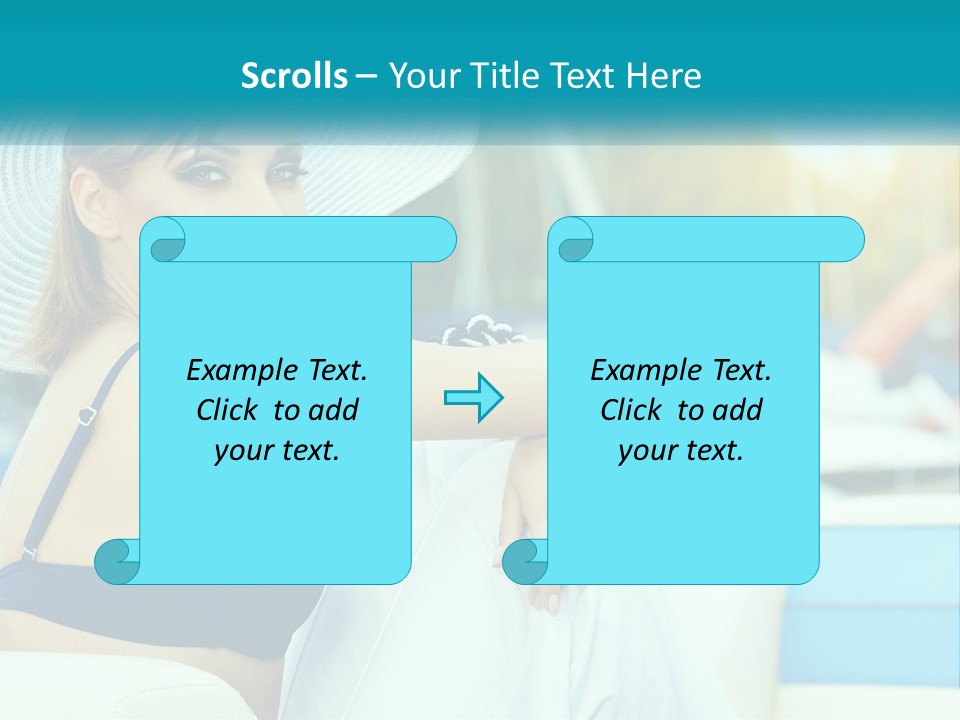 A Woman In A Blue Bikini And A White Hat PowerPoint Template