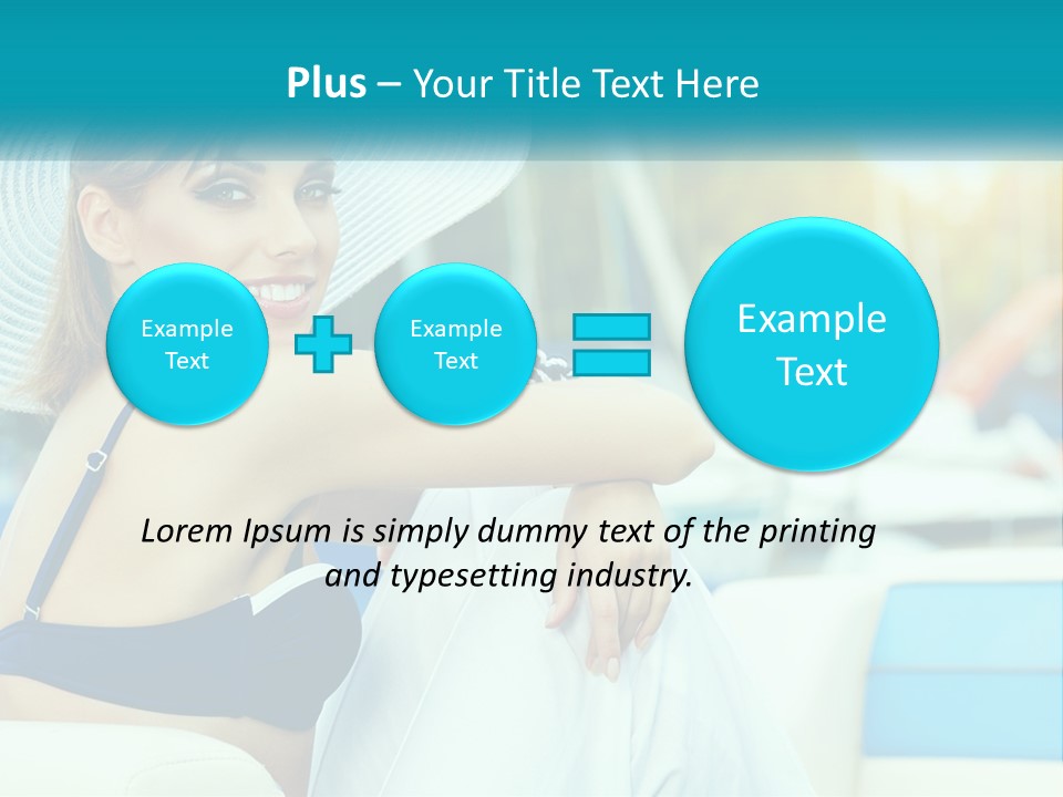 A Woman In A Blue Bikini And A White Hat PowerPoint Template