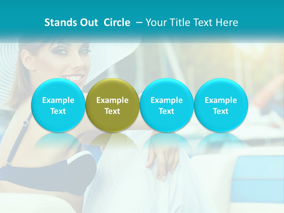 A Woman In A Blue Bikini And A White Hat PowerPoint Template