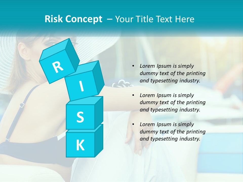 A Woman In A Blue Bikini And A White Hat PowerPoint Template