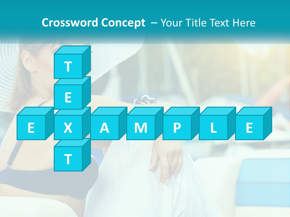 A Woman In A Blue Bikini And A White Hat PowerPoint Template