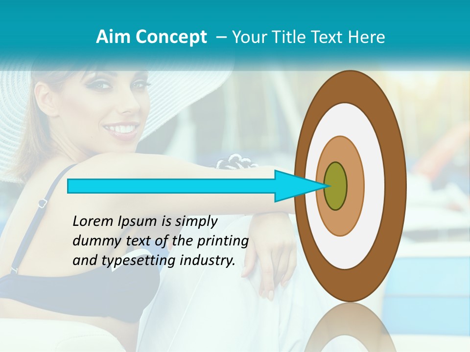 A Woman In A Blue Bikini And A White Hat PowerPoint Template