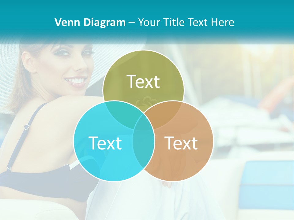 A Woman In A Blue Bikini And A White Hat PowerPoint Template