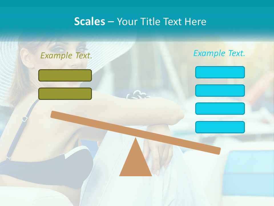 A Woman In A Blue Bikini And A White Hat PowerPoint Template