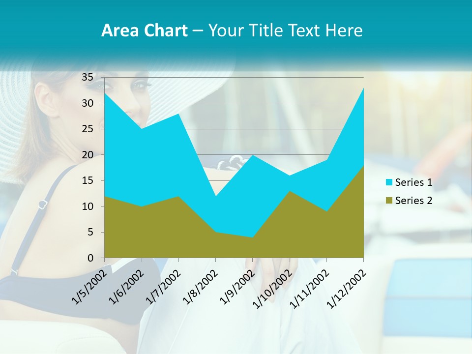 A Woman In A Blue Bikini And A White Hat PowerPoint Template