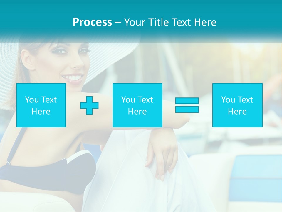 A Woman In A Blue Bikini And A White Hat PowerPoint Template