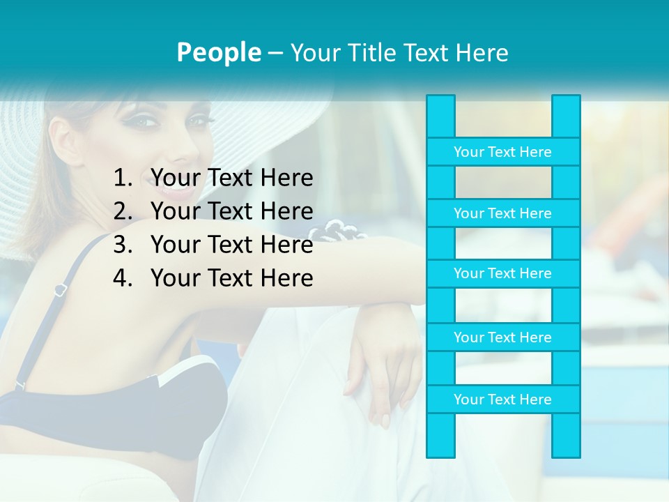 A Woman In A Blue Bikini And A White Hat PowerPoint Template