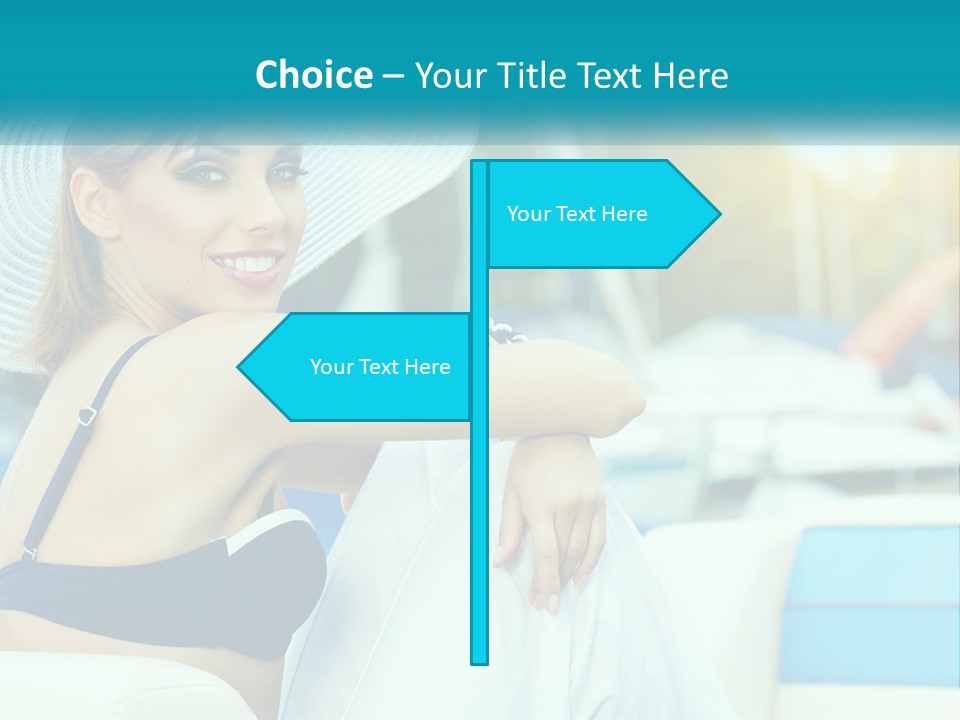 A Woman In A Blue Bikini And A White Hat PowerPoint Template