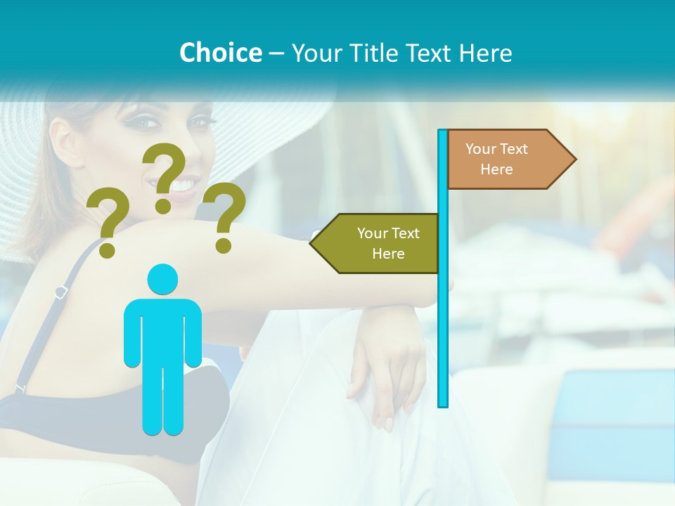 A Woman In A Blue Bikini And A White Hat PowerPoint Template