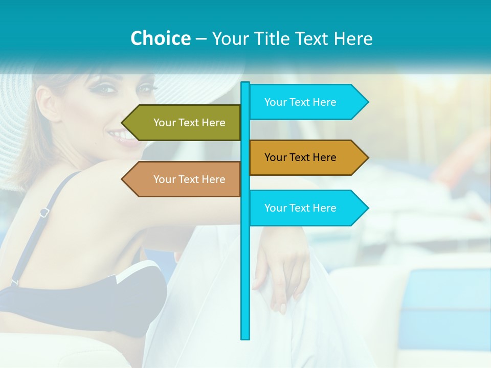 A Woman In A Blue Bikini And A White Hat PowerPoint Template