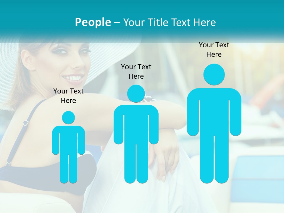 A Woman In A Blue Bikini And A White Hat PowerPoint Template