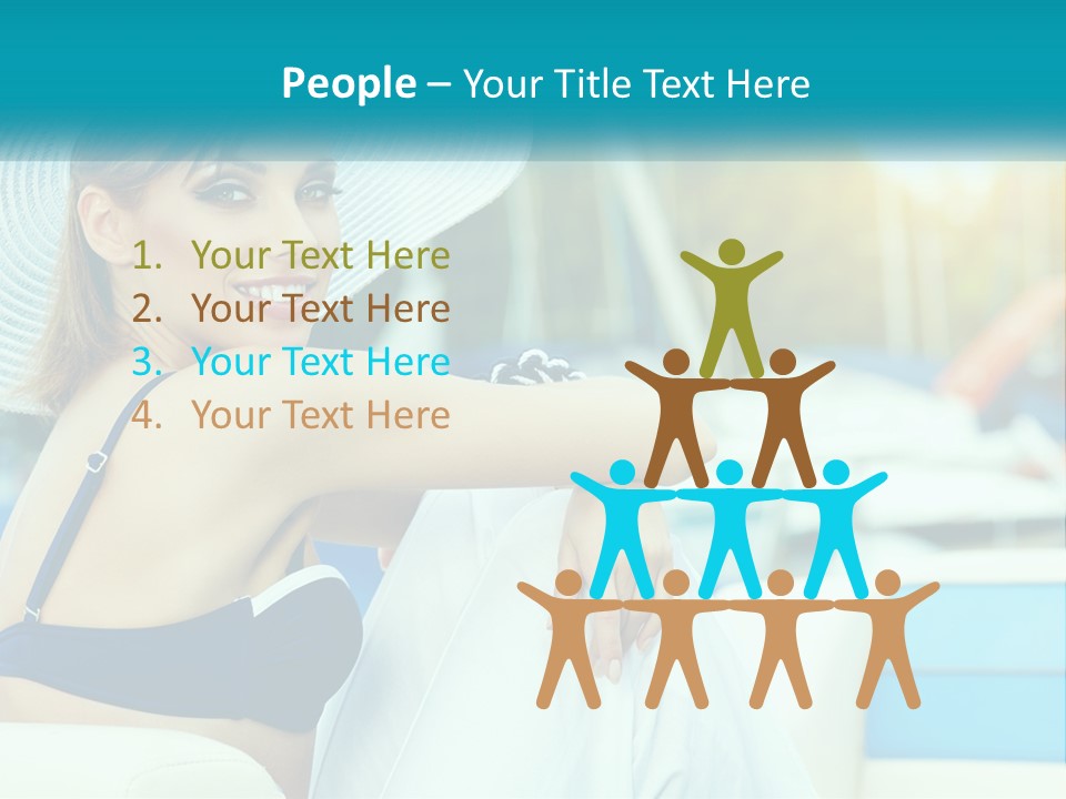 A Woman In A Blue Bikini And A White Hat PowerPoint Template