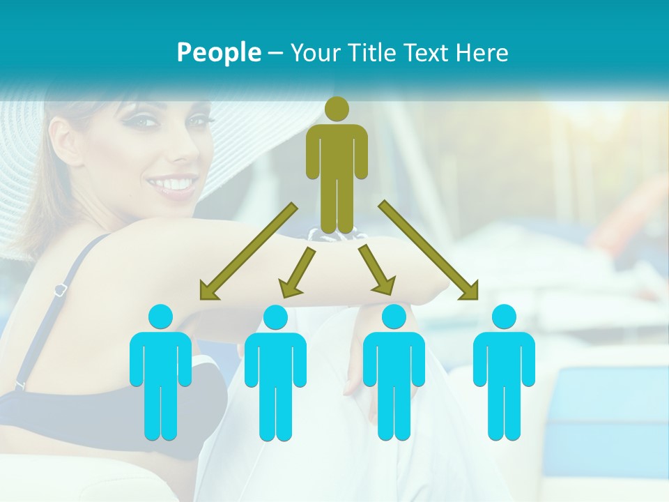 A Woman In A Blue Bikini And A White Hat PowerPoint Template