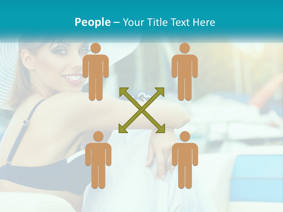 A Woman In A Blue Bikini And A White Hat PowerPoint Template