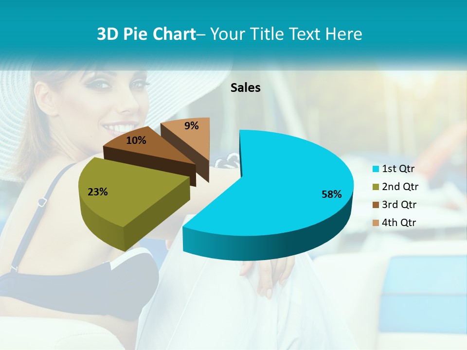 A Woman In A Blue Bikini And A White Hat PowerPoint Template