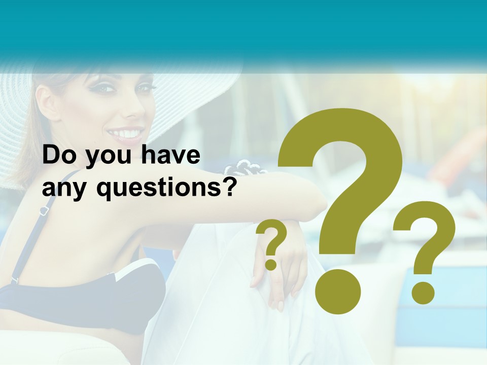 A Woman In A Blue Bikini And A White Hat PowerPoint Template