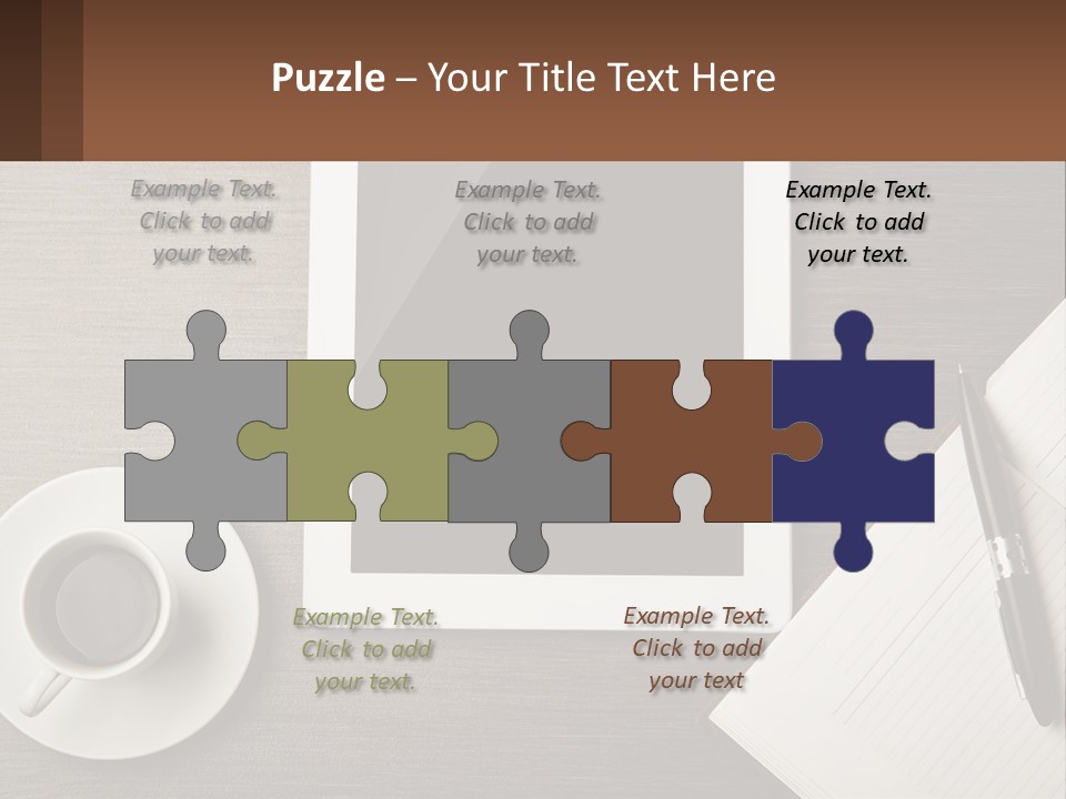 A Tablet Computer Sitting On Top Of A Desk Next To A Cup Of Coffee PowerPoint Template