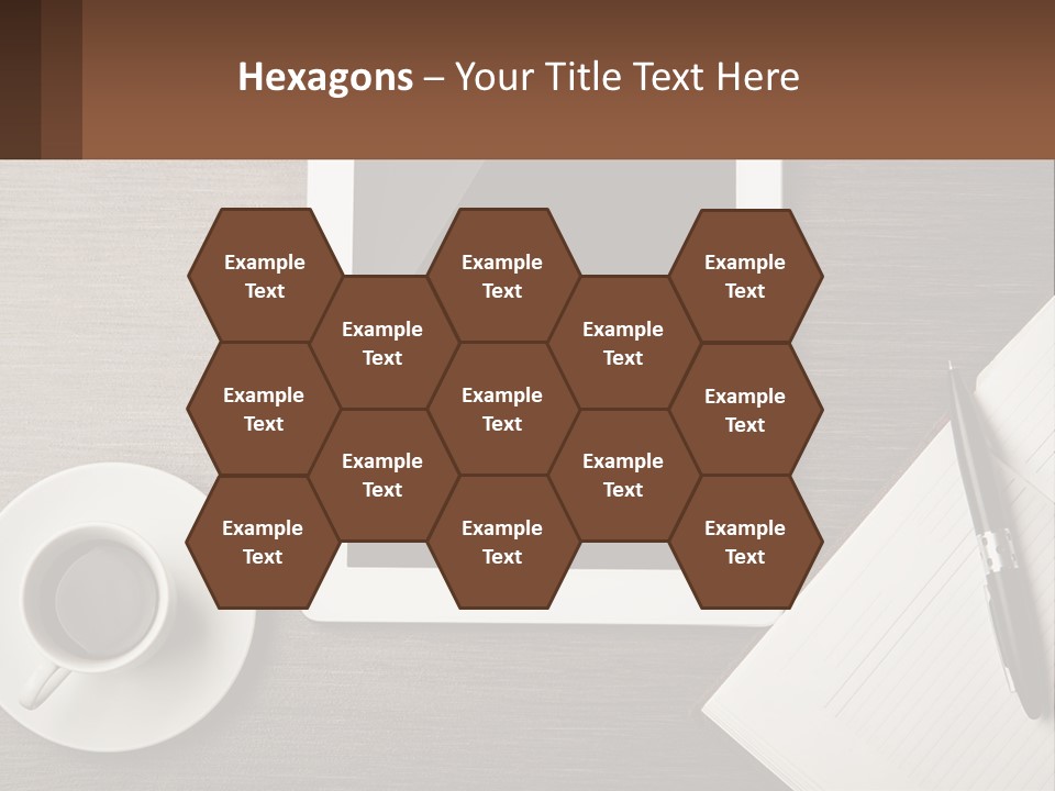 A Tablet Computer Sitting On Top Of A Desk Next To A Cup Of Coffee PowerPoint Template