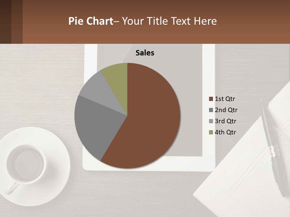 A Tablet Computer Sitting On Top Of A Desk Next To A Cup Of Coffee PowerPoint Template