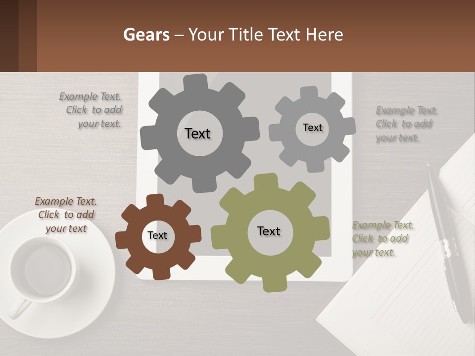 A Tablet Computer Sitting On Top Of A Desk Next To A Cup Of Coffee PowerPoint Template