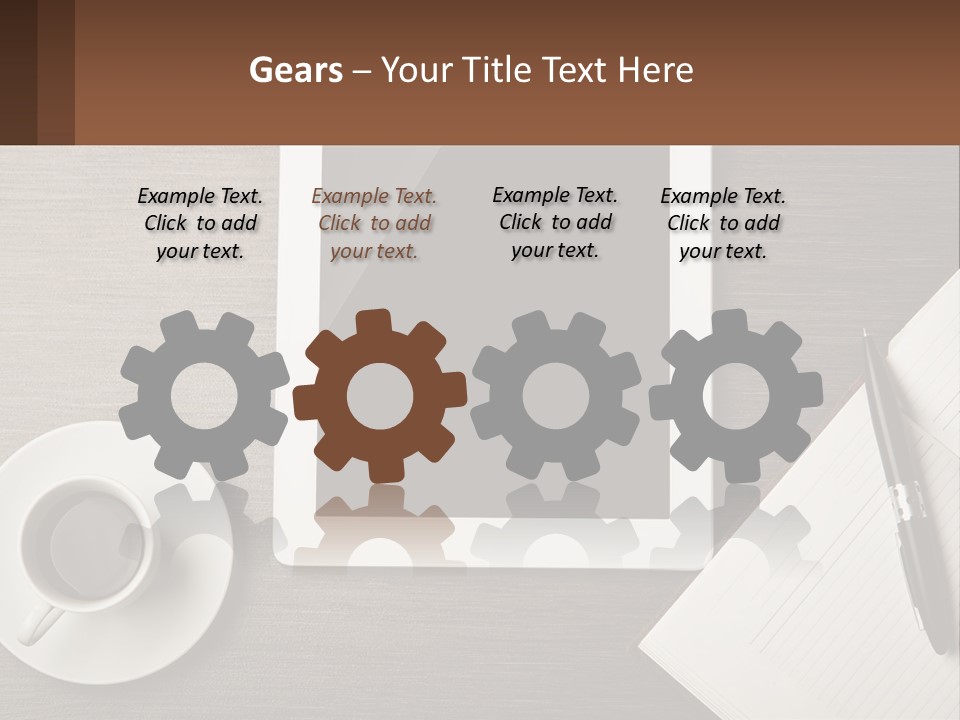 A Tablet Computer Sitting On Top Of A Desk Next To A Cup Of Coffee PowerPoint Template